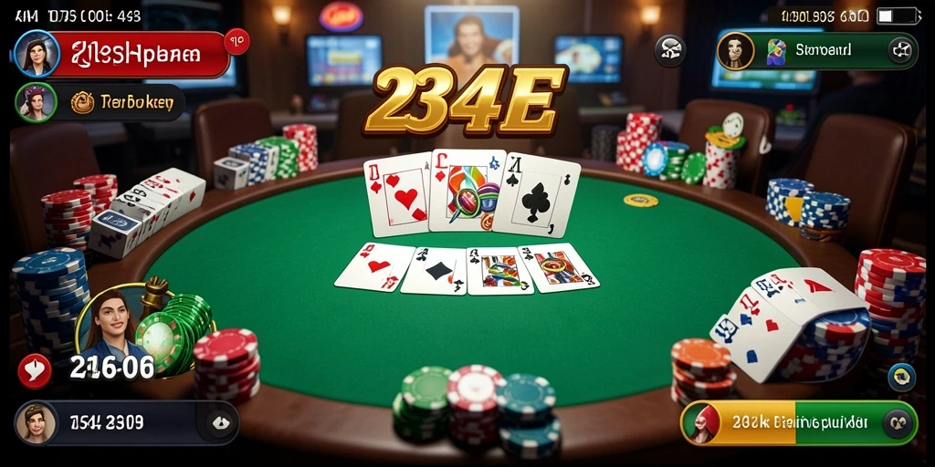 Gameplay seru 234E saat pemain berkompetisi di meja poker.
