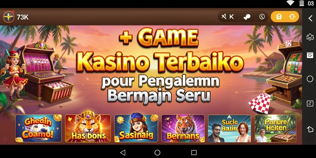 Tampilan menarik dari gameplay seru dalam permainan Kasino 73K.