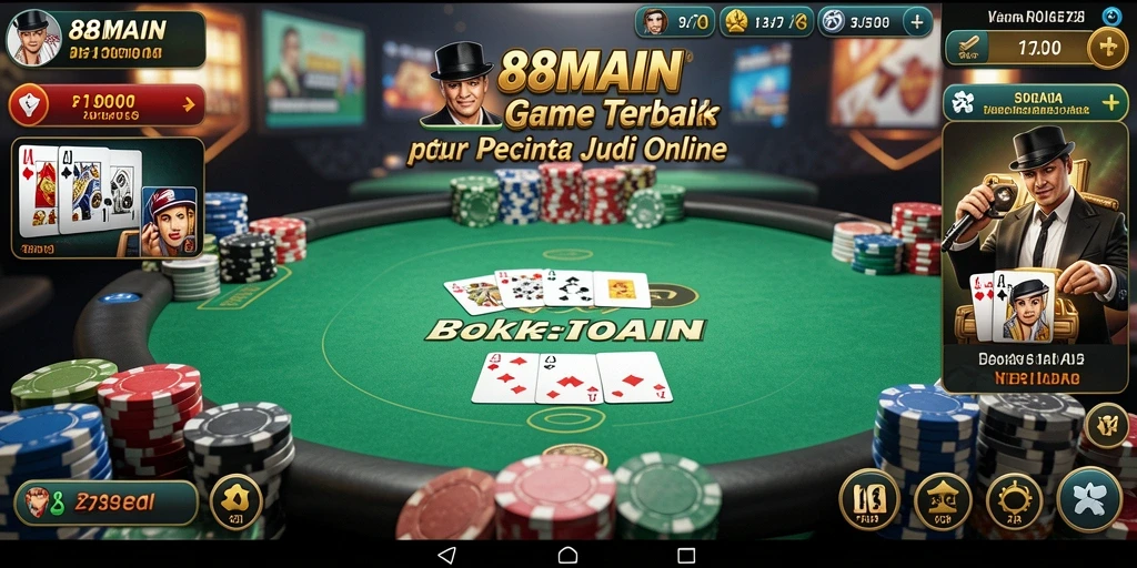 Screenshot utama 88MAIN menampilkan pemain Poker yang serius.