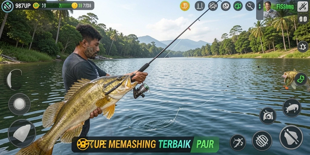 Tampilan gameplay 987UP yang menarik dan mendebarkan saat memancing.