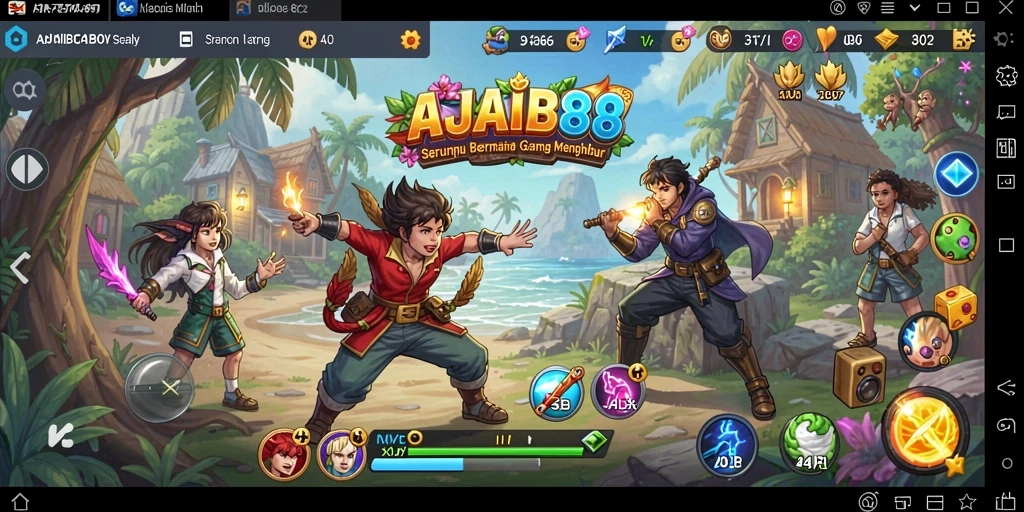 Tangkapan layar utama AJAIB88 menunjukkan gameplay yang seru dan warna-warni.