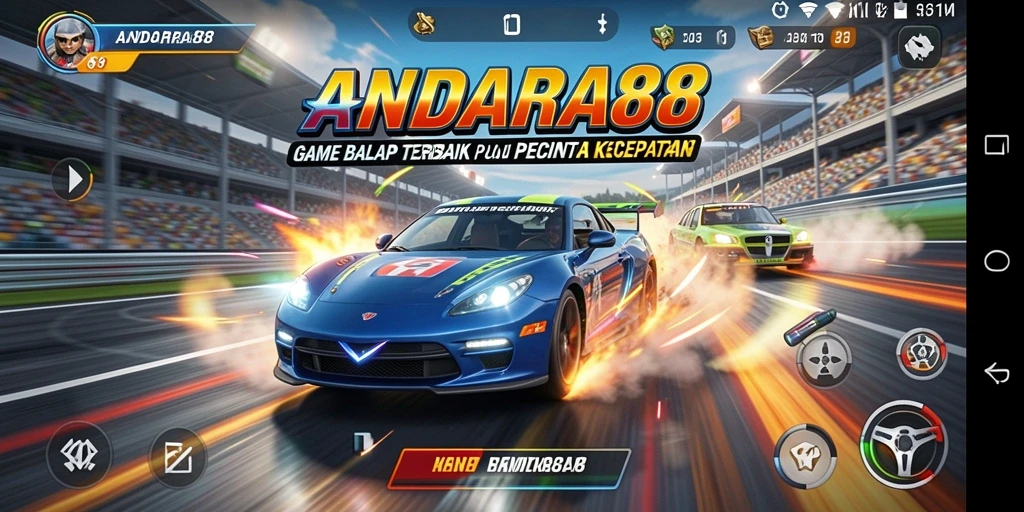 Tampilan gameplay balapan yang mendebarkan di ANDARA88.