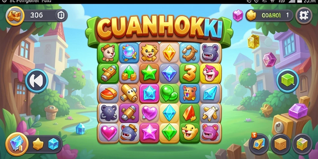 Tampilan gameplay CUANHOKI yang mengasyikkan menampilkan momen mencocokkan item.