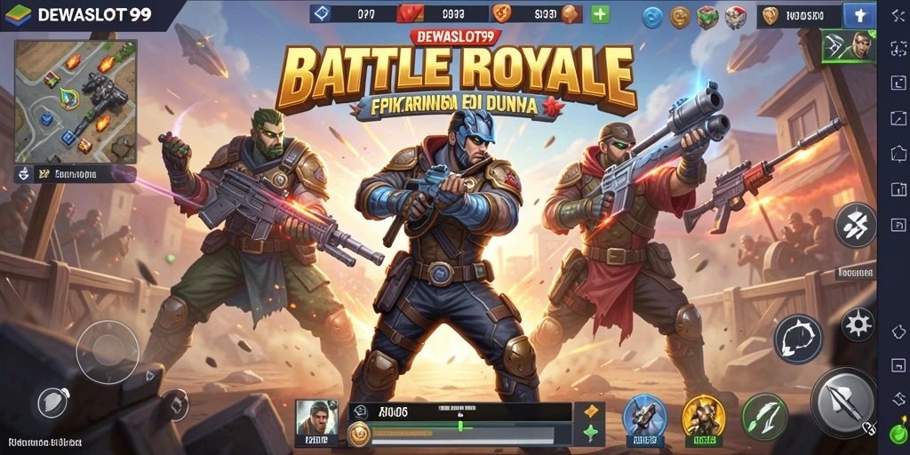 Screenshot gameplay DEWASLOT99 dengan aksi seru Battle Royale.
