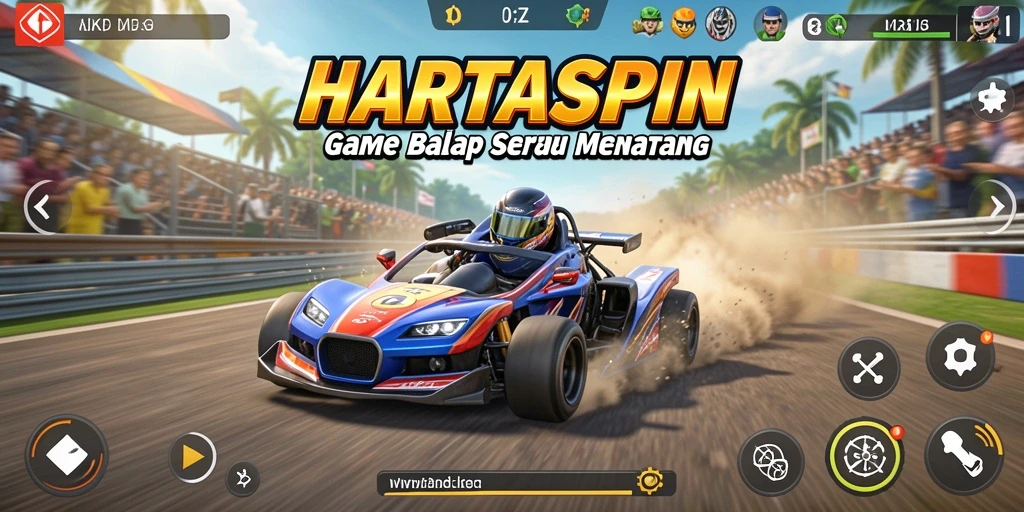 Gameplay HARTASPIN yang menegangkan saat balapan.