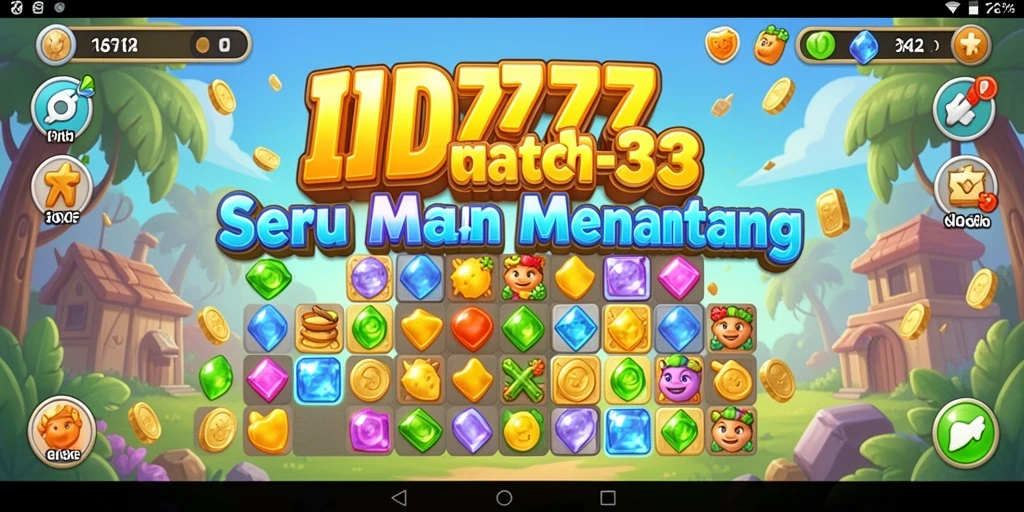 Tampilan gameplay Match-3 yang penuh warna dan menarik.