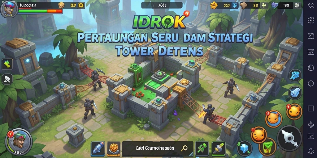 Tampilan gameplay menawan IDROK dalam pertarungan Tower Defense.