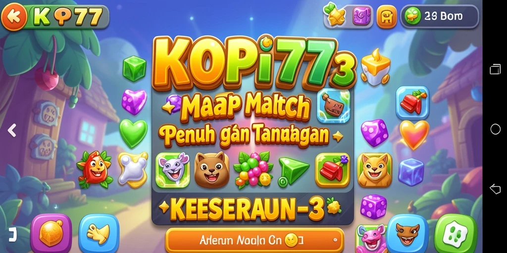 Screenshot gameplay KOPI77 yang menunjukkan keseruan mencocokkan elemen.