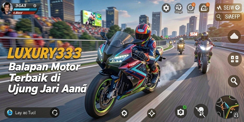 Gameplay intens LUXURY333 yang menampilkan balapan motor seru.