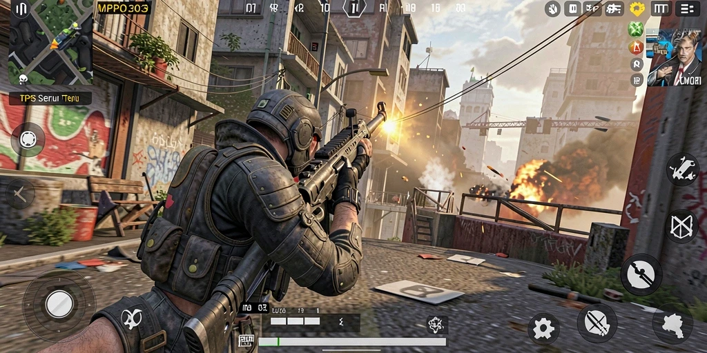 Tampilan menarik dari gameplay TPS yang mendebarkan.