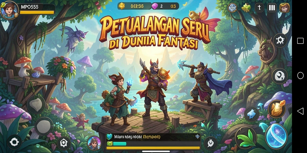 Gameplay MPO555 yang menampilkan perjalanan petualangan penuh tantangan.