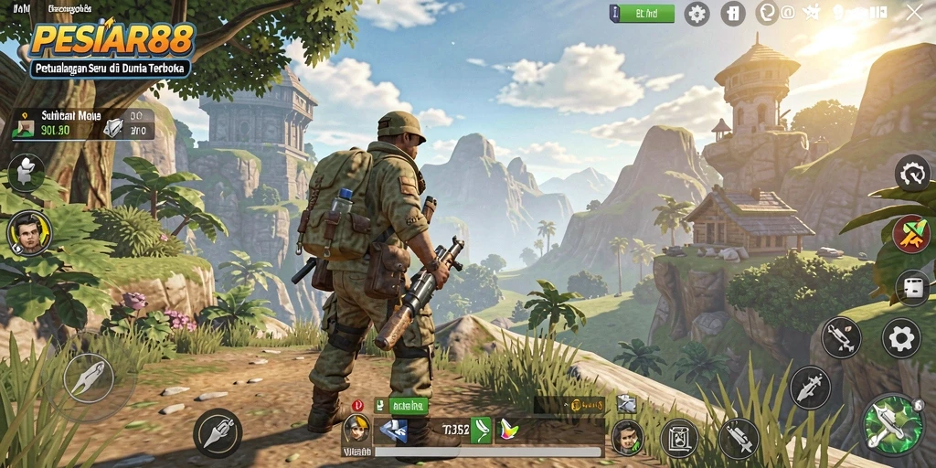 Tampilan gameplay PESIAR88 dengan dunia terbuka yang epik.