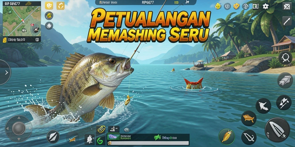 Screenshot gameplay RP6677 yang menampilkan aksi memancing yang seru.