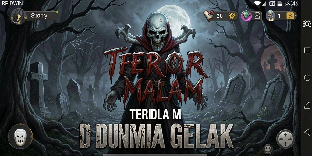 Gameplay mendebarkan di RPIDWIN dengan atmosfer menyeramkan.