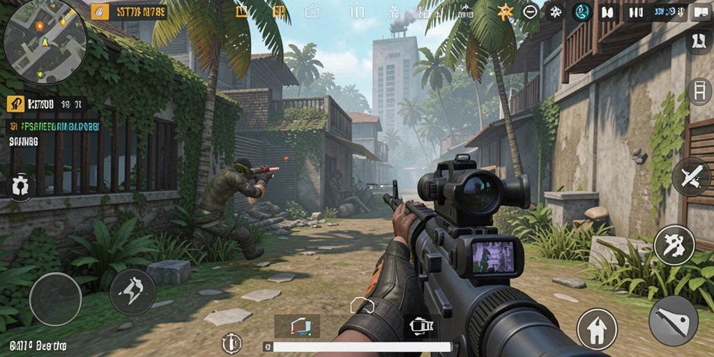 Tangkapan layar menampilkan aksi intens di gameplay ST789.