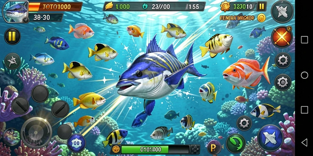Screenshot gameplay Tembak Ikan TOTO1000 yang seru dan penuh aksi.